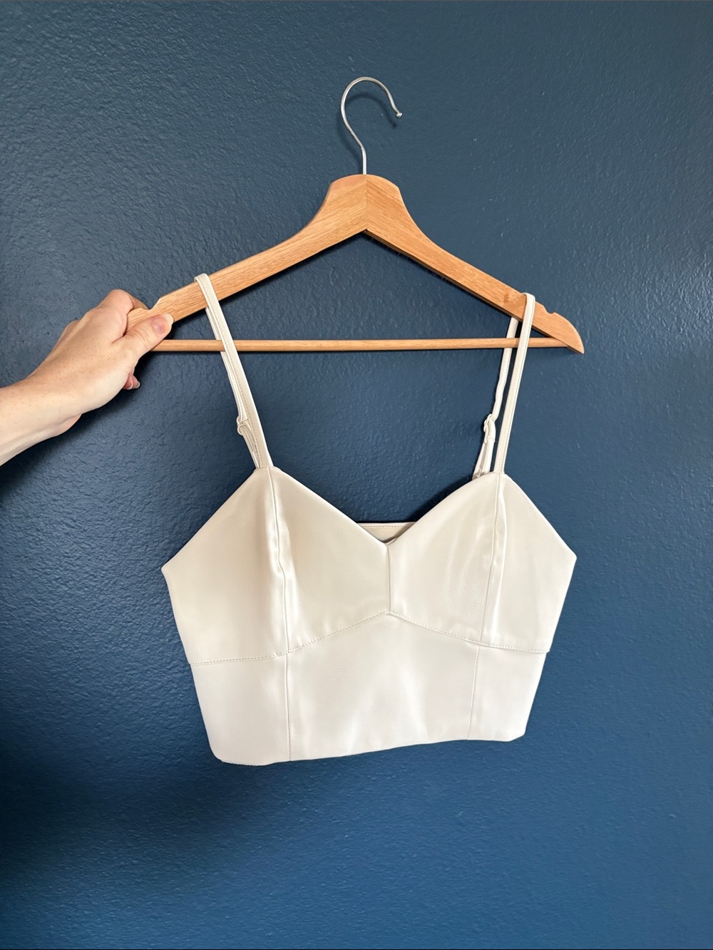Vero Moda Cream Faux-Leather Bandeau Bralette
